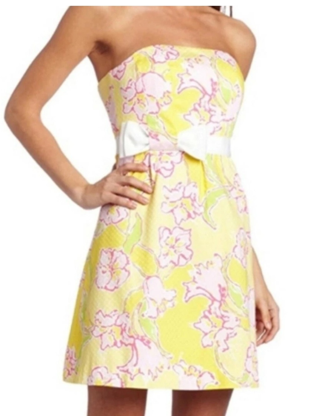 Lilly Pulitzer Amberley Strapless Cotton Dress Yellow Size 4